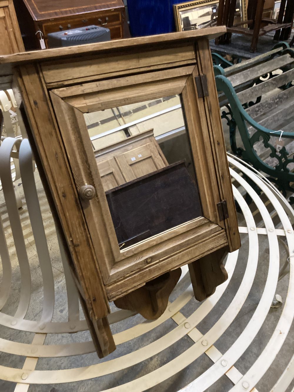 Three pine and beech wall cabinets, largest 75cm wide